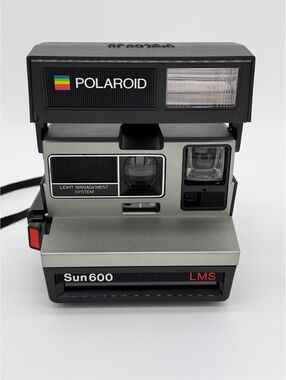 Vintage Polaroid Sun 600 LMS Instant Film Camera |Silver & Black |Untested As Is